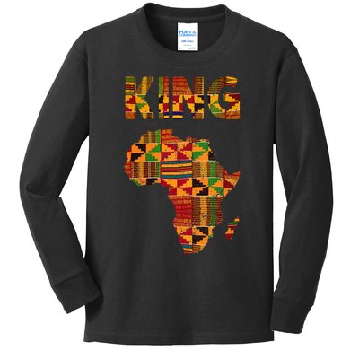 Cool African King Design Kente Cloth Africa Ghana Kids Men Kids Long Sleeve Shirt