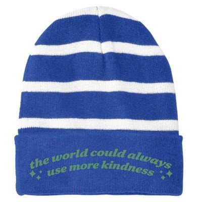 Create A Kinder Planet Aesthetic Two Sided Print Gift Striped Beanie with Solid Band