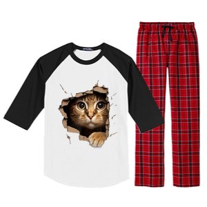 Cat Art Kitten Torn Cloth Cute Cat Owner Funny Cat Raglan Sleeve Pajama Set