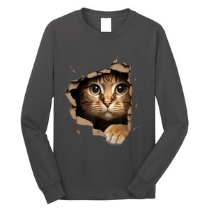 Cat Art Kitten Torn Cloth Cute Cat Owner Funny Cat Long Sleeve Shirt