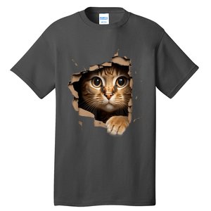 Cat Art Kitten Torn Cloth Cute Cat Owner Funny Cat Tall T-Shirt