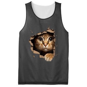 Cat Art Kitten Torn Cloth Cute Cat Owner Funny Cat Mesh Reversible Basketball Jersey Tank