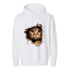 Cat Art Kitten Torn Cloth Cute Cat Owner Funny Cat Garment-Dyed Fleece Hoodie