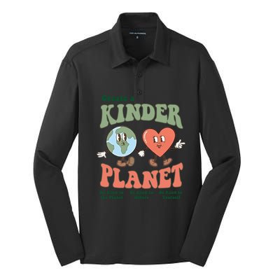 Create A Kinder Planet Aesthetic Trendy Costume Earth Day Funny Gift Silk Touch Performance Long Sleeve Polo