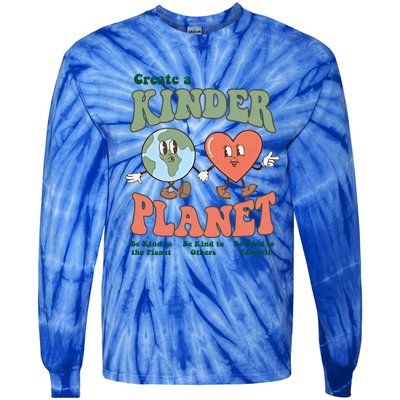 Create A Kinder Planet Aesthetic Trendy Costume Earth Day Funny Gift Tie-Dye Long Sleeve Shirt