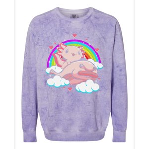 Cute Axolotl Kawaii  Rainbow Blobfish Axolotl Funny Gift  Colorblast Crewneck Sweatshirt