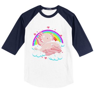 Cute Axolotl Kawaii  Rainbow Blobfish Axolotl Funny Gift  Baseball Sleeve Shirt