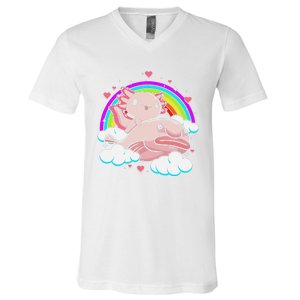 Cute Axolotl Kawaii  Rainbow Blobfish Axolotl Funny Gift  V-Neck T-Shirt