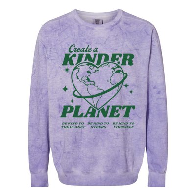 Create A Kinder Planet Aesthetic Trendy Costume Earth Day Colorblast Crewneck Sweatshirt