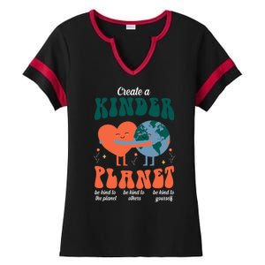 Create A Kinder Planet Earth Day Awareness Cute Ladies Halftime Notch Neck Tee