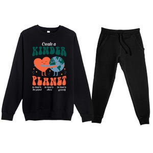 Create A Kinder Planet Earth Day Awareness Cute Premium Crewneck Sweatsuit Set