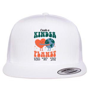 Create A Kinder Planet Earth Day Awareness Cute Flat Bill Trucker Hat