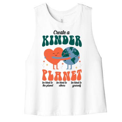 Create A Kinder Planet Earth Day Awareness Cute Women's Racerback Cropped Tank