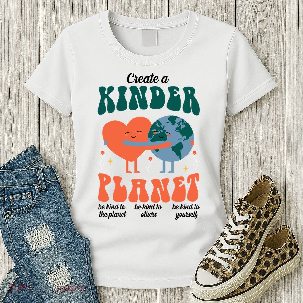 Create A Kinder Planet Earth Day Awareness Cute Womens T-Shirt