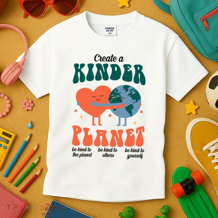 Create A Kinder Planet Earth Day Awareness Cute Kids T-Shirt
