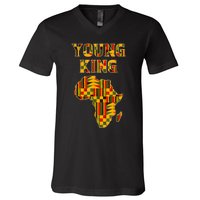 Cool African Kente Art Men Boys Kids African American Print V-Neck T-Shirt