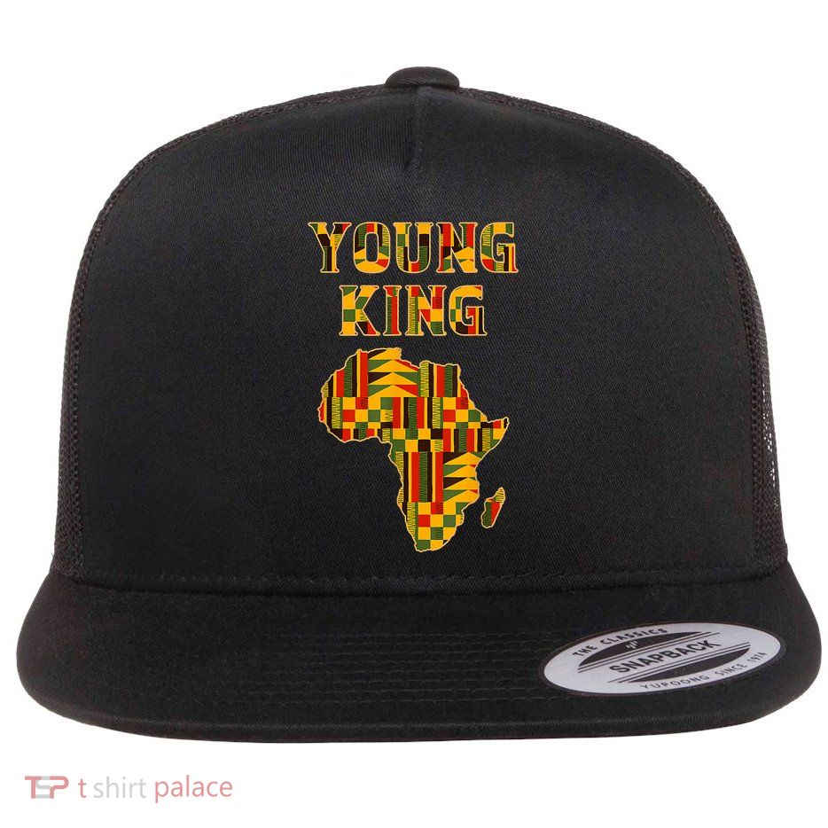Cool African Kente Art Men Boys Kids African American Print Flat Bill Trucker Hat