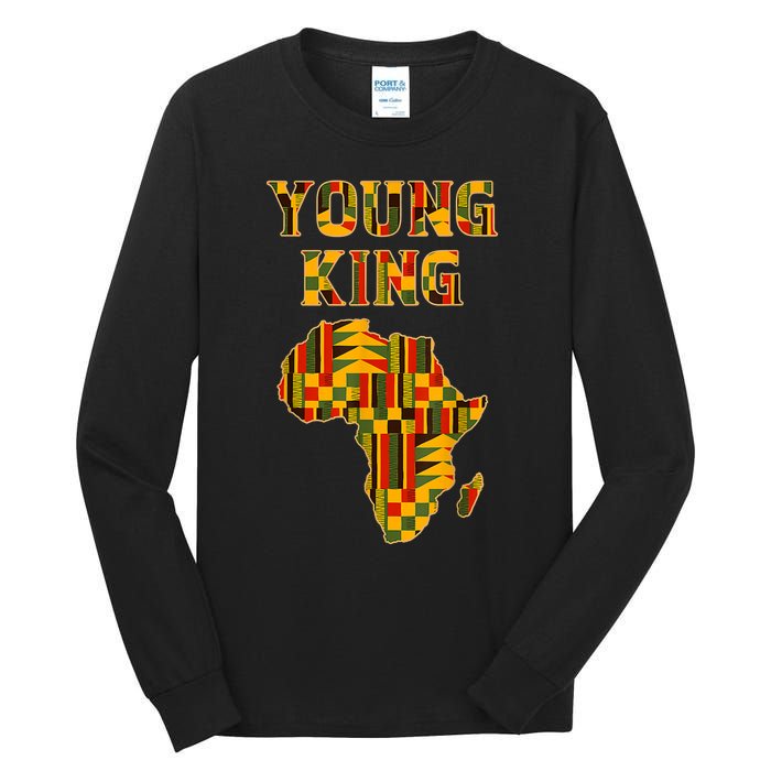 Cool African Kente Art Men Boys Kids African American Print Tall Long Sleeve T-Shirt