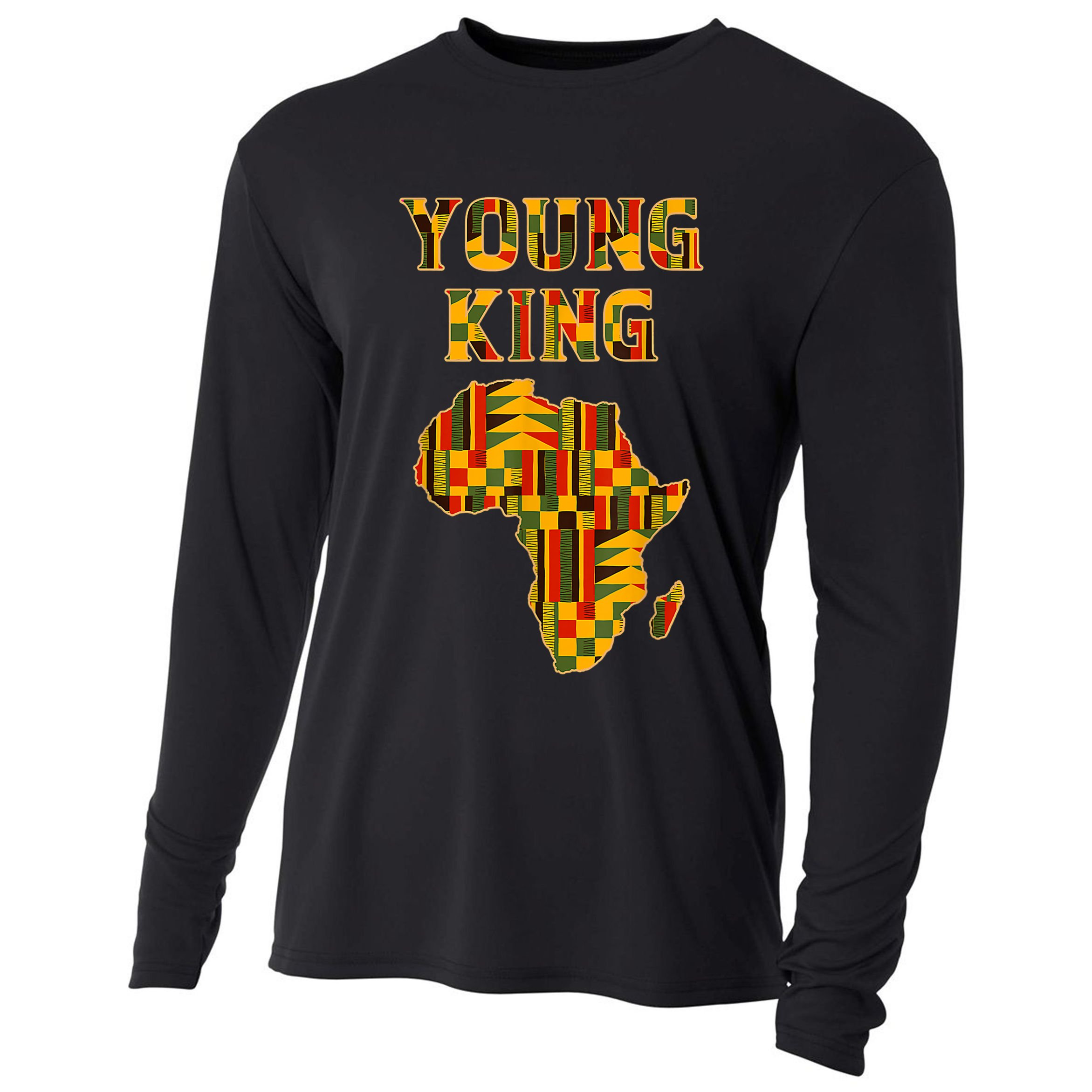 Cool African Kente Art Men Boys Kids African American Print Cooling Performance Long Sleeve Crew