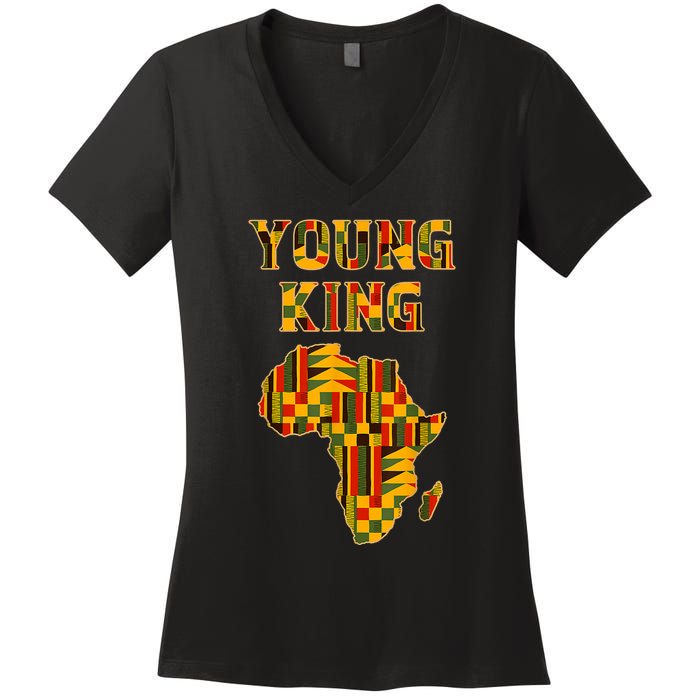 Cool African Kente Art Men Boys Kids African American Print Women's V-Neck T-Shirt