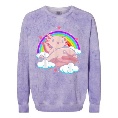 Cute Axolotl Kawaii  Rainbow Blobfish Axolotl Funny Gift Colorblast Crewneck Sweatshirt