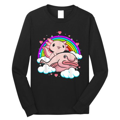 Cute Axolotl Kawaii  Rainbow Blobfish Axolotl Funny Gift Long Sleeve Shirt