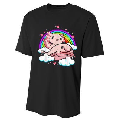 Cute Axolotl Kawaii  Rainbow Blobfish Axolotl Funny Gift Performance Sprint T-Shirt