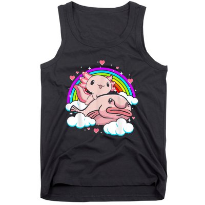 Cute Axolotl Kawaii  Rainbow Blobfish Axolotl Funny Gift Tank Top