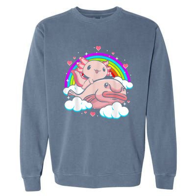 Cute Axolotl Kawaii  Rainbow Blobfish Axolotl Funny Gift Garment-Dyed Sweatshirt