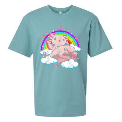 Cute Axolotl Kawaii  Rainbow Blobfish Axolotl Funny Gift Sueded Cloud Jersey T-Shirt