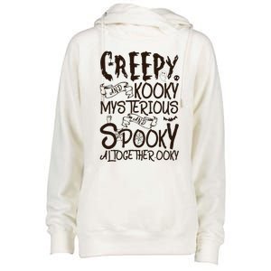 Creepy And Kooky Mysterious And Spooky Halloween Womens Funnel Neck Pullover Hood