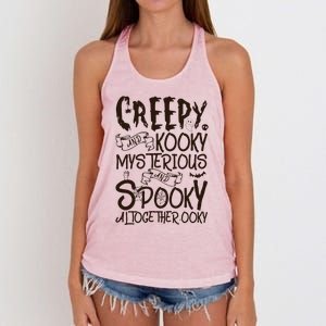 Creepy And Kooky Mysterious And Spooky Halloween Women's Knotted Racerback Tank