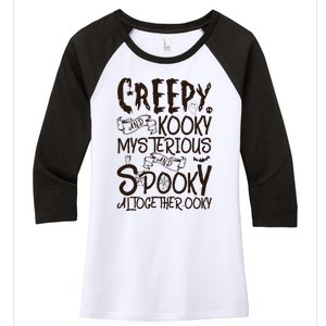 Creepy And Kooky Mysterious And Spooky Halloween Women's Tri-Blend 3/4-Sleeve Raglan Shirt