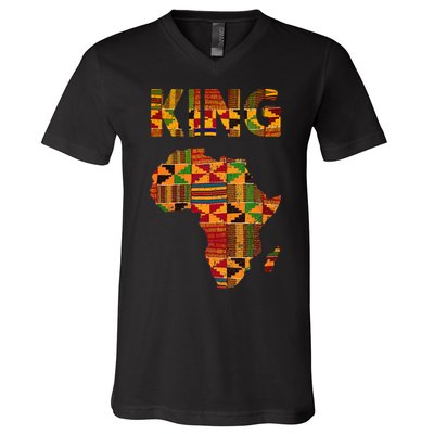 Cool African King Design Kente Cloth Africa Ghana Kids Men V-Neck T-Shirt