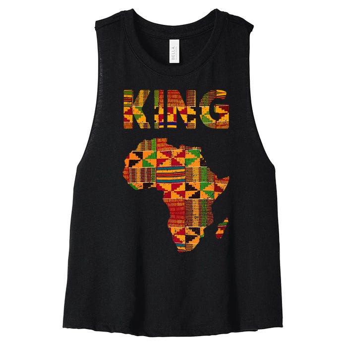 Cool African King Design Kente Cloth Africa Ghana Kids Men Women's Racerback Cropped Tank