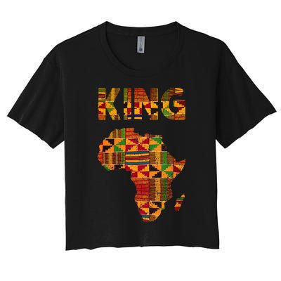 Cool African King Design Kente Cloth Africa Ghana Kids Men Women's Crop Top Tee