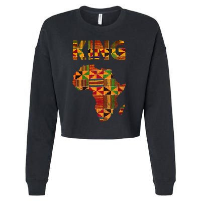 Cool African King Design Kente Cloth Africa Ghana Kids Men Cropped Pullover Crew