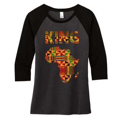 Cool African King Design Kente Cloth Africa Ghana Kids Men Women's Tri-Blend 3/4-Sleeve Raglan Shirt