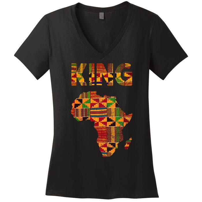 Cool African King Design Kente Cloth Africa Ghana Kids Men Women's V-Neck T-Shirt