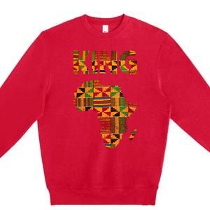 Cool African King Design Kente Cloth Africa Ghana Kids Men Premium Crewneck Sweatshirt