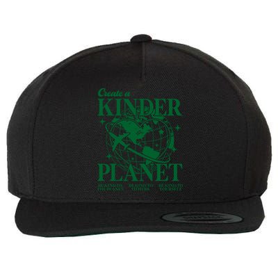 Create A Kinder Planet Aesthetic Trendy Costume Earth Day Gift Wool Snapback Cap