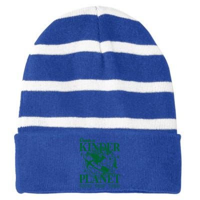 Create A Kinder Planet Aesthetic Trendy Costume Earth Day Gift Striped Beanie with Solid Band