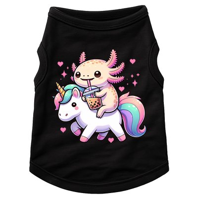 Cute Anime Kawaii Axolotl Riding A Unicorn And Drinking Boba  Doggie Tank