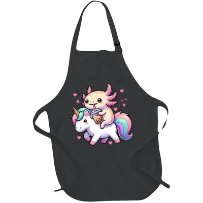 Cute Anime Kawaii Axolotl Riding A Unicorn And Drinking Boba  Apron