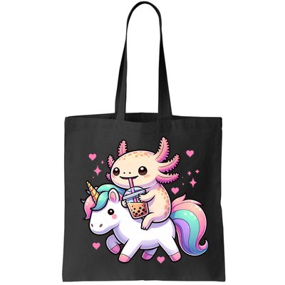 Cute Anime Kawaii Axolotl Riding A Unicorn And Drinking Boba  Bag