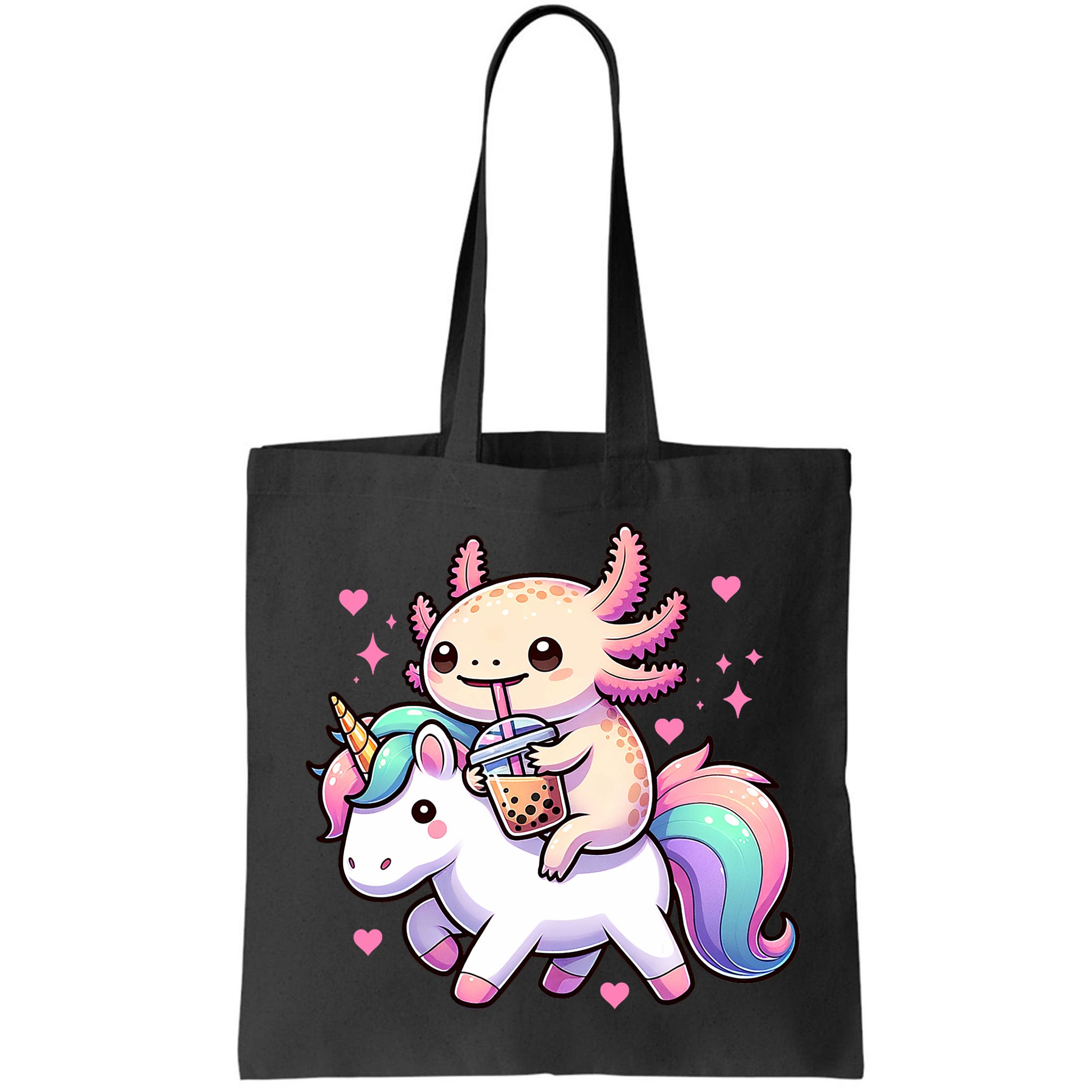Cute Anime Kawaii Axolotl Riding A Unicorn And Drinking Boba  Bag