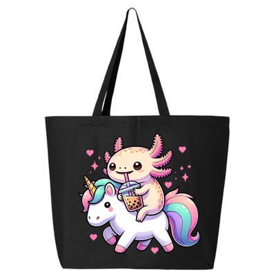 Cute Anime Kawaii Axolotl Riding A Unicorn And Drinking Boba  25L Jumbo Tote