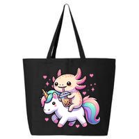 Cute Anime Kawaii Axolotl Riding A Unicorn And Drinking Boba  25L Jumbo Tote