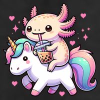 Cute Anime Kawaii Axolotl Riding A Unicorn And Drinking Boba  25L Jumbo Tote