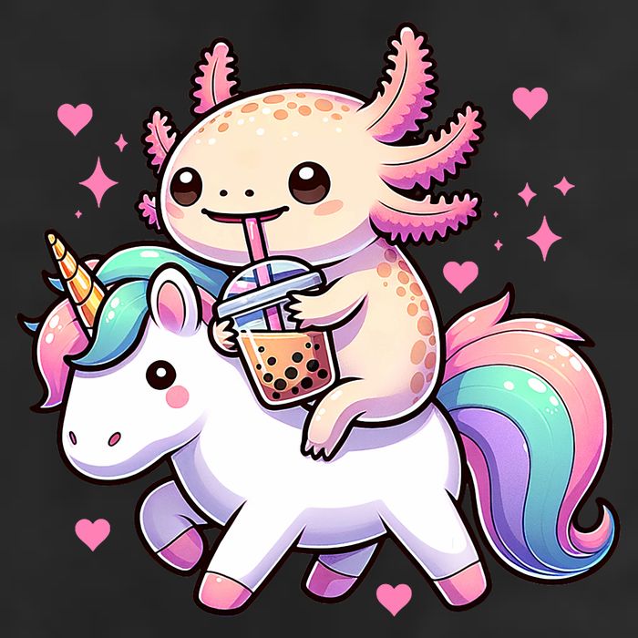 Cute Anime Kawaii Axolotl Riding A Unicorn And Drinking Boba  25L Jumbo Tote